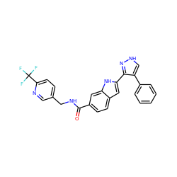 O=C(NCc1ccc(C(F)(F)F)nc1)c1ccc2cc(-c3n[nH]cc3-c3ccccc3)[nH]c2c1 ZINC000049808671