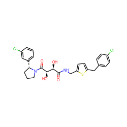 O=C(NCc1ccc(Cc2ccc(Cl)cc2)s1)[C@H](O)[C@@H](O)C(=O)N1CCC[C@@H]1c1cccc(Cl)c1 ZINC000071331765