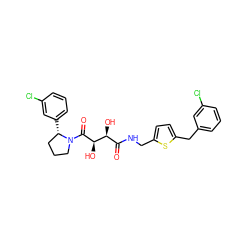 O=C(NCc1ccc(Cc2cccc(Cl)c2)s1)[C@H](O)[C@@H](O)C(=O)N1CCC[C@@H]1c1cccc(Cl)c1 ZINC000071334142