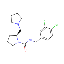 O=C(NCc1ccc(Cl)c(Cl)c1)N1CCC[C@H]1CN1CCCC1 ZINC000036188126