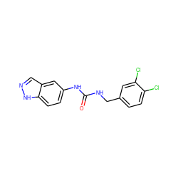 O=C(NCc1ccc(Cl)c(Cl)c1)Nc1ccc2[nH]ncc2c1 ZINC000063298356