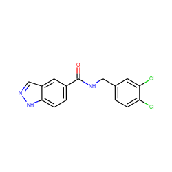 O=C(NCc1ccc(Cl)c(Cl)c1)c1ccc2[nH]ncc2c1 ZINC000299830569