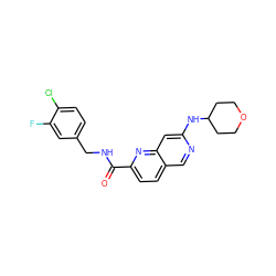 O=C(NCc1ccc(Cl)c(F)c1)c1ccc2cnc(NC3CCOCC3)cc2n1 ZINC000222805397