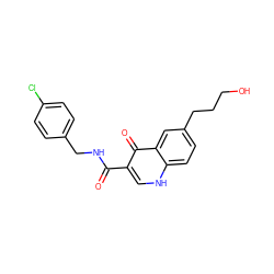 O=C(NCc1ccc(Cl)cc1)c1c[nH]c2ccc(CCCO)cc2c1=O ZINC000003922869