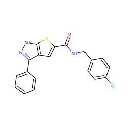 O=C(NCc1ccc(Cl)cc1)c1cc2c(-c3ccccc3)n[nH]c2s1 ZINC000063298458