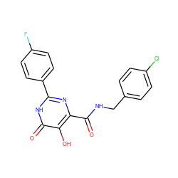 O=C(NCc1ccc(Cl)cc1)c1nc(-c2ccc(F)cc2)[nH]c(=O)c1O ZINC000205681192