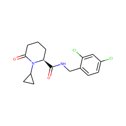 O=C(NCc1ccc(Cl)cc1Cl)[C@@H]1CCCC(=O)N1C1CC1 ZINC000095566092