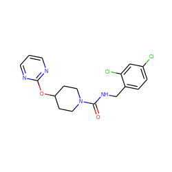 O=C(NCc1ccc(Cl)cc1Cl)N1CCC(Oc2ncccn2)CC1 ZINC000044460348