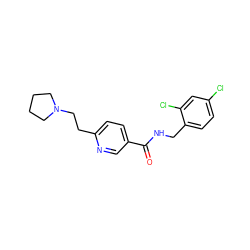 O=C(NCc1ccc(Cl)cc1Cl)c1ccc(CCN2CCCC2)nc1 ZINC000045257776