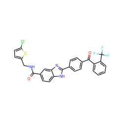 O=C(NCc1ccc(Cl)s1)c1ccc2[nH]c(-c3ccc(C(=O)c4ccccc4C(F)(F)F)cc3)nc2c1 ZINC000043203169