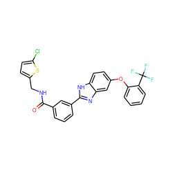 O=C(NCc1ccc(Cl)s1)c1cccc(-c2nc3cc(Oc4ccccc4C(F)(F)F)ccc3[nH]2)c1 ZINC000095587913