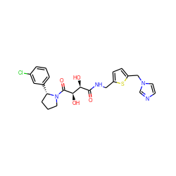 O=C(NCc1ccc(Cn2ccnc2)s1)[C@H](O)[C@@H](O)C(=O)N1CCC[C@@H]1c1cccc(Cl)c1 ZINC000071333580