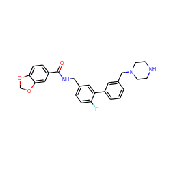 O=C(NCc1ccc(F)c(-c2cccc(CN3CCNCC3)c2)c1)c1ccc2c(c1)OCO2 ZINC000040423701