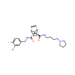 O=C(NCc1ccc(F)c(Br)c1)[C@@H]1[C@@H]2C=C[C@H]([C@H]1C(=O)NCCCCN1CCCC1)C21CC1 ZINC000168498040