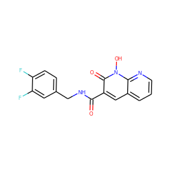 O=C(NCc1ccc(F)c(F)c1)c1cc2cccnc2n(O)c1=O ZINC000103253121