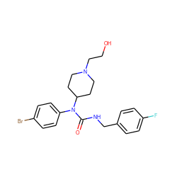 O=C(NCc1ccc(F)cc1)N(c1ccc(Br)cc1)C1CCN(CCO)CC1 ZINC000049068182