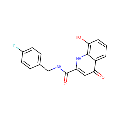 O=C(NCc1ccc(F)cc1)c1cc(=O)c2cccc(O)c2[nH]1 ZINC000082152551