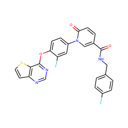 O=C(NCc1ccc(F)cc1)c1ccc(=O)n(-c2ccc(Oc3ncnc4ccsc34)c(F)c2)c1 ZINC000205989439