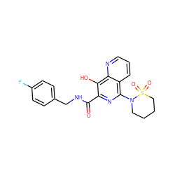 O=C(NCc1ccc(F)cc1)c1nc(N2CCCCS2(=O)=O)c2cccnc2c1O ZINC000000603702