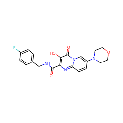 O=C(NCc1ccc(F)cc1)c1nc2ccc(N3CCOCC3)cn2c(=O)c1O ZINC000064548950