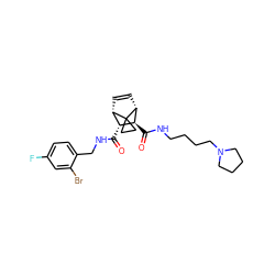 O=C(NCc1ccc(F)cc1Br)[C@@H]1[C@@H]2C=C[C@H]([C@H]1C(=O)NCCCCN1CCCC1)C21CC1 ZINC000168337870