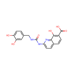 O=C(NCc1ccc(O)c(O)c1)Nc1ccc2ccc(C(=O)O)c(O)c2n1 ZINC000026487369