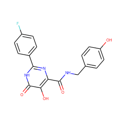 O=C(NCc1ccc(O)cc1)c1nc(-c2ccc(F)cc2)[nH]c(=O)c1O ZINC000205688045