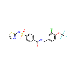 O=C(NCc1ccc(OC(F)(F)F)c(Cl)c1)c1ccc(S(=O)(=O)Nc2nccs2)cc1 ZINC000068204267