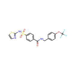 O=C(NCc1ccc(OC(F)(F)F)cc1)c1ccc(S(=O)(=O)Nc2nccs2)cc1 ZINC000149487792