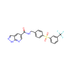 O=C(NCc1ccc(S(=O)(=O)c2cccc(C(F)(F)F)c2)cc1)c1cnc2[nH]ncc2c1 ZINC000113253160