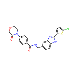 O=C(NCc1ccc2[nH]c(-c3ccc(Cl)s3)nc2c1)c1ccc(N2CCOCC2=O)cc1 ZINC000027207753