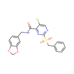 O=C(NCc1ccc2c(c1)OCO2)c1nc(S(=O)(=O)Cc2ccccc2)ncc1Cl ZINC000008917173