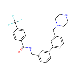 O=C(NCc1cccc(-c2cccc(CN3CCNCC3)c2)c1)c1ccc(C(F)(F)F)cc1 ZINC000040953935