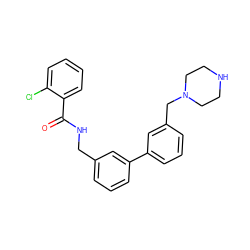 O=C(NCc1cccc(-c2cccc(CN3CCNCC3)c2)c1)c1ccccc1Cl ZINC000040430437