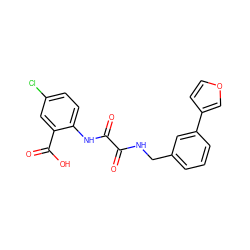 O=C(NCc1cccc(-c2ccoc2)c1)C(=O)Nc1ccc(Cl)cc1C(=O)O ZINC000115037704