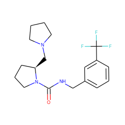 O=C(NCc1cccc(C(F)(F)F)c1)N1CCC[C@H]1CN1CCCC1 ZINC000036188117