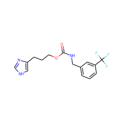 O=C(NCc1cccc(C(F)(F)F)c1)OCCCc1c[nH]cn1 ZINC000013747076