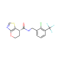 O=C(NCc1cccc(C(F)(F)F)c1Cl)[C@@H]1CCOc2ncsc21 ZINC000220879172