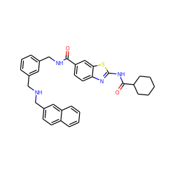 O=C(NCc1cccc(CNCc2ccc3ccccc3c2)c1)c1ccc2nc(NC(=O)C3CCCCC3)sc2c1 ZINC000028967572