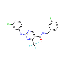 O=C(NCc1cccc(Cl)c1)c1cnc(Nc2cccc(Cl)c2)nc1C(F)(F)F ZINC000028645304