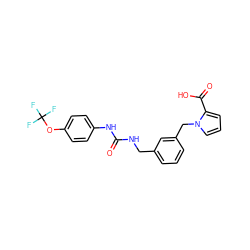 O=C(NCc1cccc(Cn2cccc2C(=O)O)c1)Nc1ccc(OC(F)(F)F)cc1 ZINC000095575859