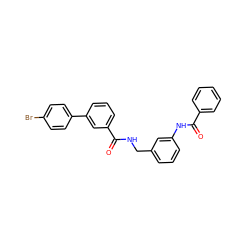 O=C(NCc1cccc(NC(=O)c2ccccc2)c1)c1cccc(-c2ccc(Br)cc2)c1 ZINC001772606946