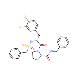 O=C(NCc1ccccc1)[C@@H]1CCCN1C(=O)[C@@H](Cc1ccc(Cl)c(Cl)c1)NS(=O)(=O)Cc1ccccc1 ZINC000027197009