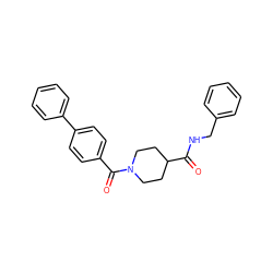 O=C(NCc1ccccc1)C1CCN(C(=O)c2ccc(-c3ccccc3)cc2)CC1 ZINC000009980036