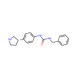 O=C(NCc1ccccc1)Nc1ccc([C@@H]2CCNC2)cc1 ZINC000117728516