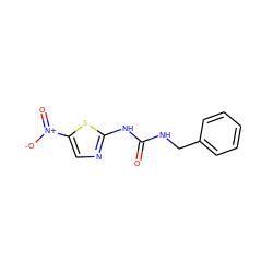 O=C(NCc1ccccc1)Nc1ncc([N+](=O)[O-])s1 ZINC000003819045