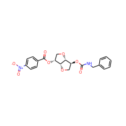 O=C(NCc1ccccc1)O[C@H]1CO[C@@H]2[C@H](OC(=O)c3ccc([N+](=O)[O-])cc3)CO[C@H]12 ZINC000045259184