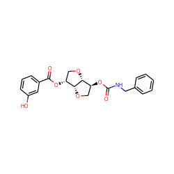 O=C(NCc1ccccc1)O[C@H]1CO[C@@H]2[C@H](OC(=O)c3cccc(O)c3)CO[C@H]12 ZINC000045283595