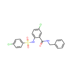 O=C(NCc1ccccc1)c1cc(Cl)ccc1NS(=O)(=O)c1ccc(Cl)cc1 ZINC000026721084