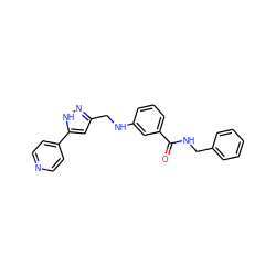 O=C(NCc1ccccc1)c1cccc(NCc2cc(-c3ccncc3)[nH]n2)c1 ZINC000013984058